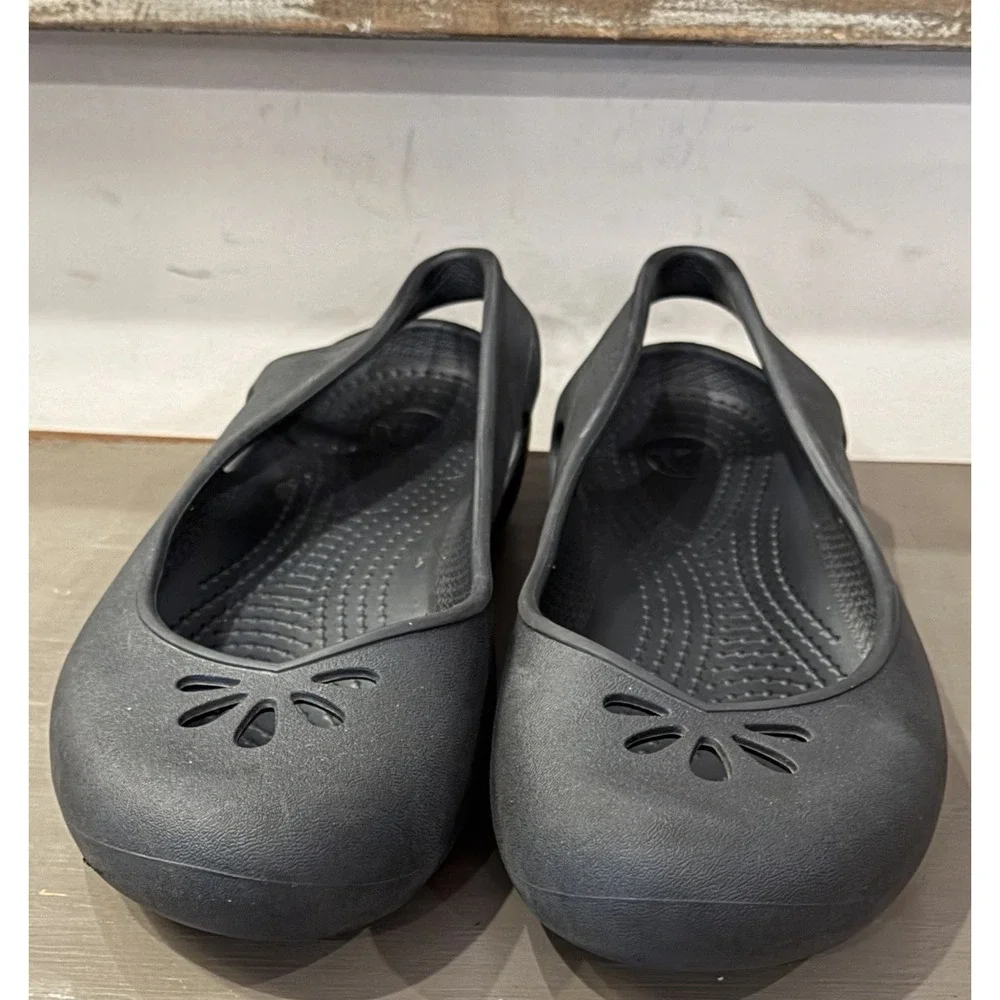 Crocs Taylor Slingback Women's Size 9 Black Comfort Flat Slip On Shoes